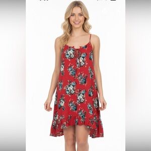 C’isa size medium red floral ruffle summer dress